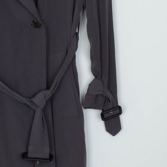 Zara Womens Long Double Breasted Trench Coat Size S Gray ASO Spencer Hastings - Picture 6 of 13